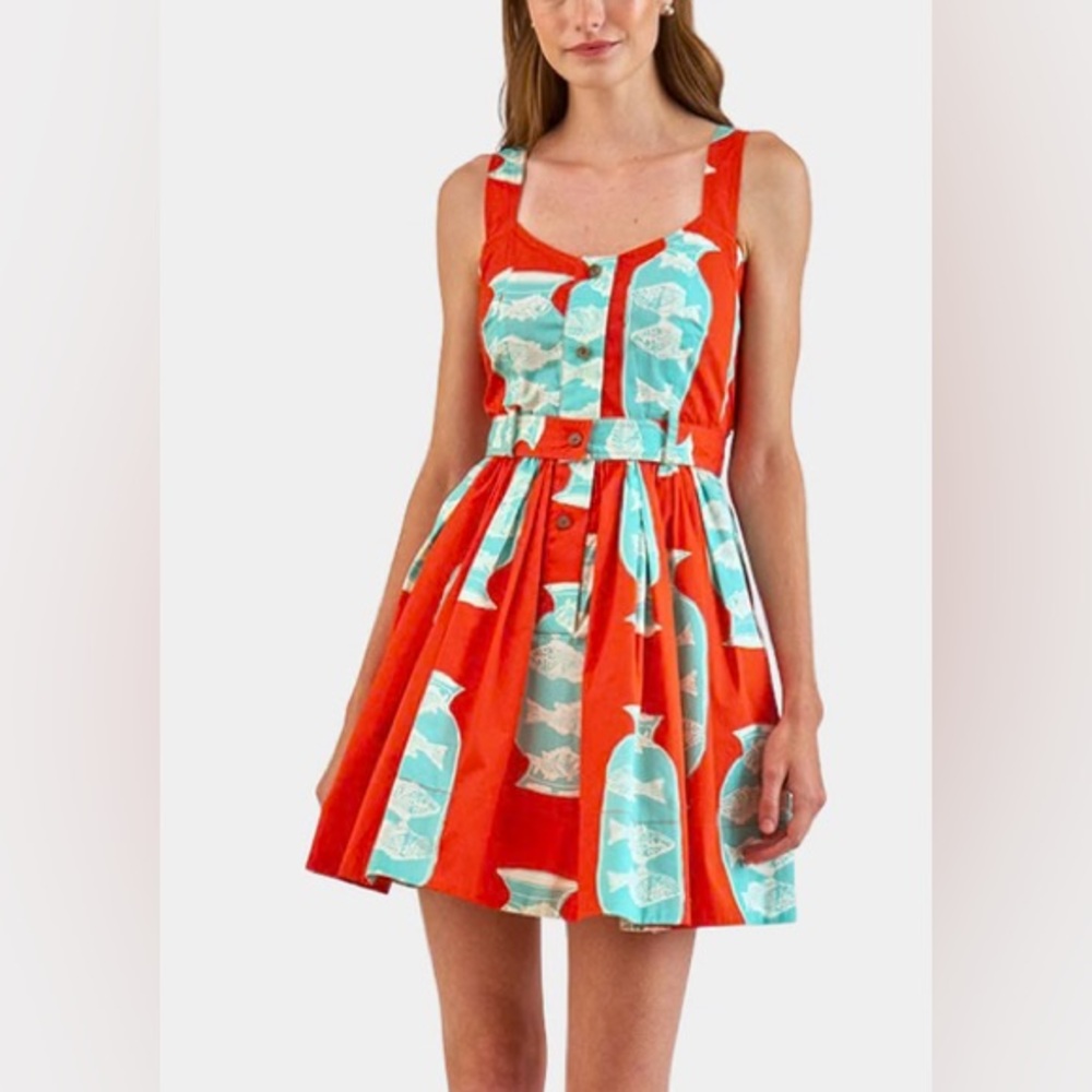 Hunter Bell Eileen Mini Dress in Herring Red Size 4 NWT - Picture 14 of 15